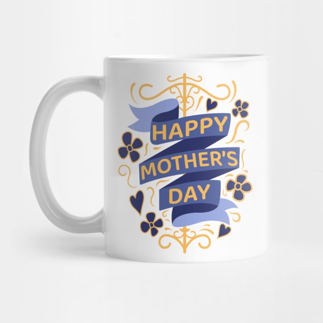 happy mother's day with blue ribbon and yellow flowers by Localhost